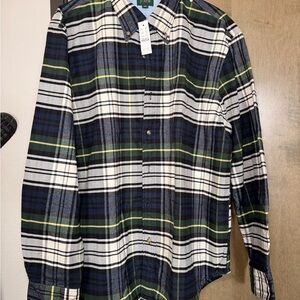 J. Crew Navy and Green Plaid Button Down Shirt
